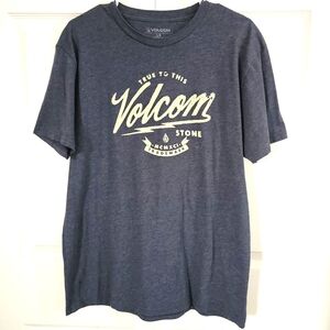 Volcom Men's Logo Tshirt Large Blue‎ Casual Street Skater Lounge Graphic Print